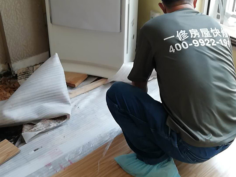 客廳木地板換新:基層清理→涂刷底膠→彈線、找平→鉆孔、安裝預(yù)埋件→安裝毛地板、找平、刨平→釘術(shù)地板、找平、刨平→釘踢腳板→刨光、打磨→油漆→上蠟。 1. 實(shí)鋪地板要先安裝地龍骨,然后再進(jìn)行木地板的鋪裝。 2. 龍骨的安裝方法:應(yīng)先在地面做預(yù)埋件,以固定木龍骨,預(yù)埋件為螺栓及鉛絲,預(yù)埋件間距為800毫米,從地面鉆孔下入。 3. 木地板的安裝方法：實(shí)鋪實(shí)木地板應(yīng)有基面板,基面板使用大芯板。 4. 地板鋪裝完成后,先用刨子將表面刨平刨光,將地板表面清掃干凈后涂刷地板漆,進(jìn)行拋光上蠟處理。